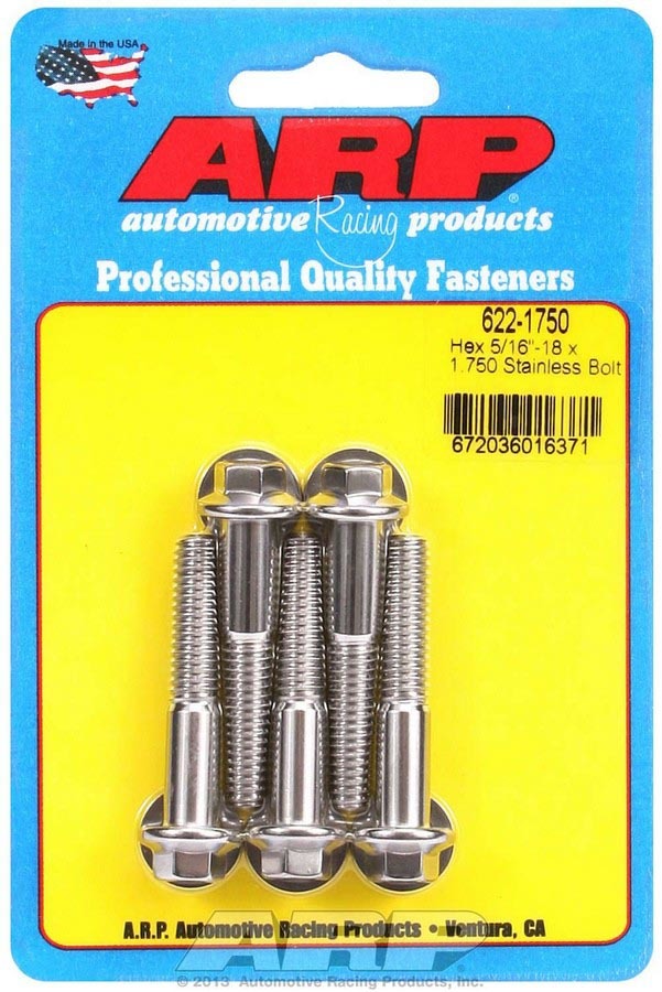 Kit de pernos de acero inoxidable para productos de carreras de autos, 6 piezas, paquete de 5, 5/16-18 x 1,750