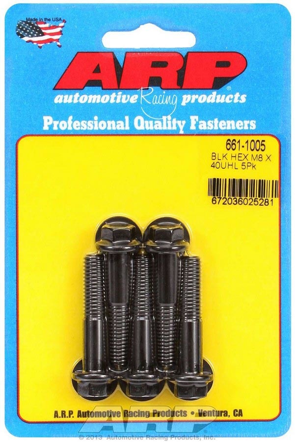 Kit de pernos de 6 puntos de 8 mm x 1,25 x 40 mm de Auto Racing Products (paquete de 5)