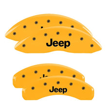 Cargar imagen en el visor de la galería, Cubiertas de pinza MGP 4 grabadas delanteras y traseras Jeep Grand Cherokee 11-15 Acabado amarillo Logotipo Jeep negro