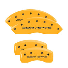 Cargar imagen en el visor de la galería, MGP 4 Caliper Covers Engraved Front &amp; Rear C5/Corvette Yellow finish black ch