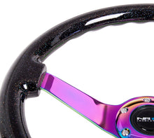 Cargar imagen en el visor de la galería, NRG Reinforced Steering Wheel (350mm / 3in. Deep) Classic Blk Sparkle w/4mm Neochrome 3-Spoke Center