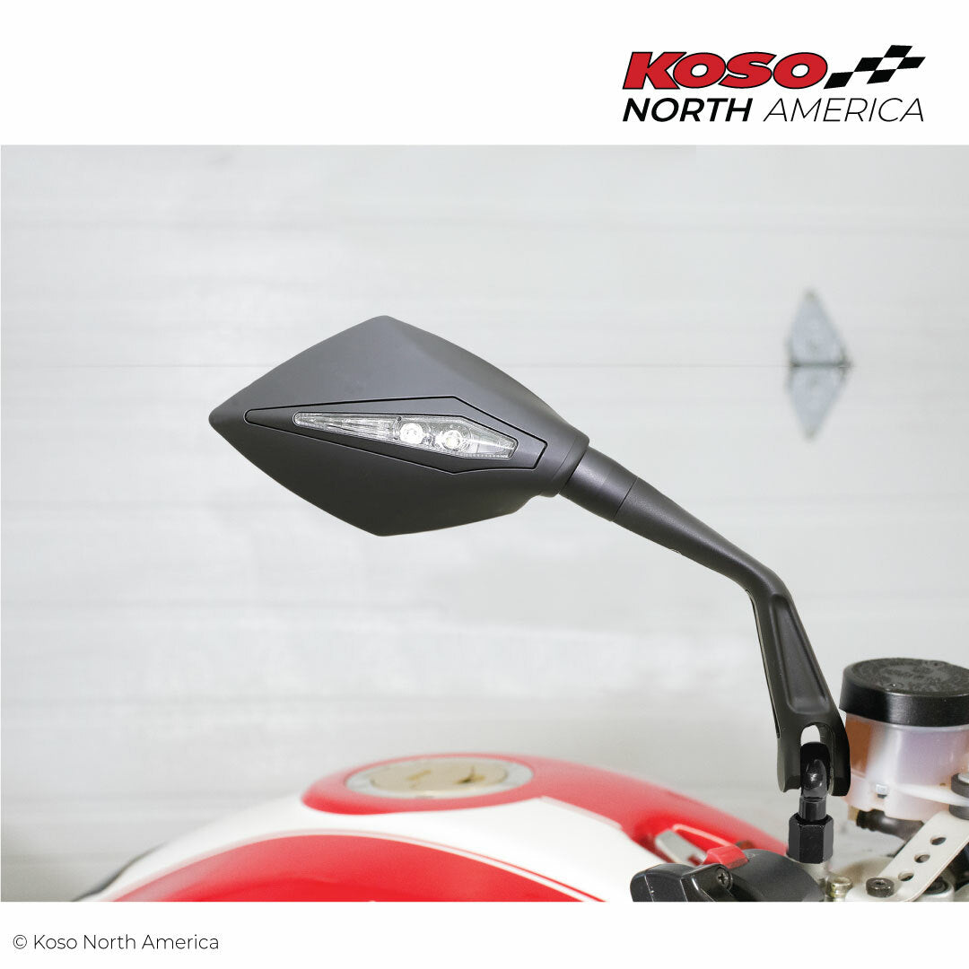 KOSO Apex M10 Mirrors w/Indicators Black PR (SB0000010)