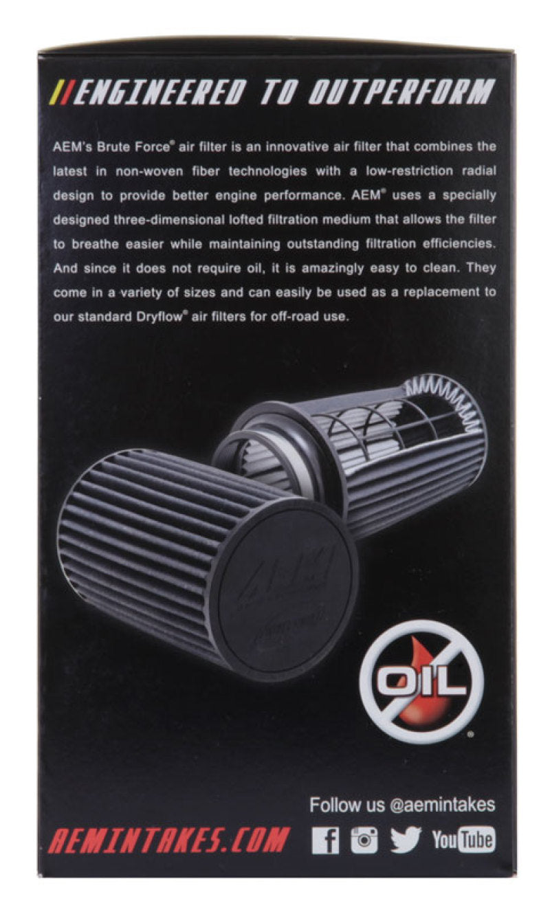 AEM Dryflow 3.5in X 7in Round Tapered Air Filter — Off-Road Performance