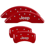 Cubiertas de pinza MGP 4 grabadas delanteras y traseras JEEP Acabado rojo plateado ch