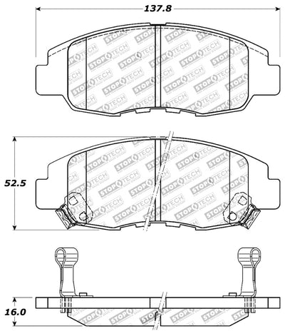 StopTech Performance Rear Brake Pads — Fits 1998-2002 Honda Accord, 1996-2011 Civic, 2010-2014 Insight