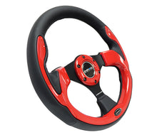 Cargar imagen en el visor de la galería, NRG Reinforced Steering Wheel (320mm) Blk w/Red Trim &amp; 5mm 3-Spoke