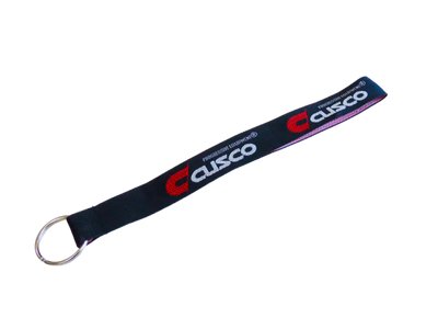 Cusco Logo Keychain — Black Strap with Metal Ring