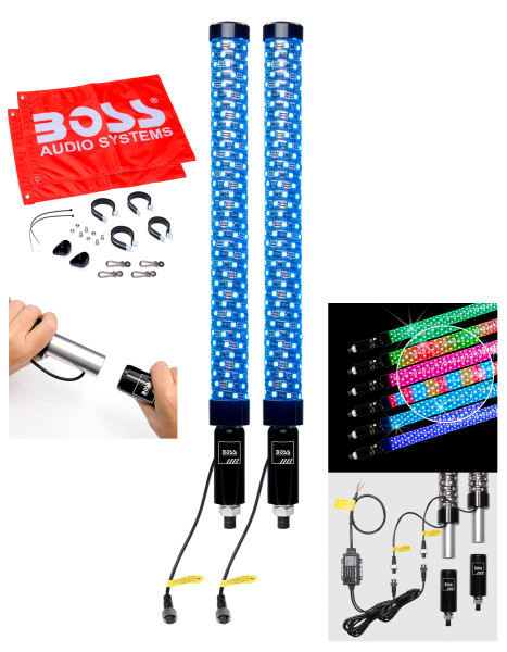 Boss Audio Bluetooth 24" FAT LED Whip 1 PR LED FAT Whips (XP2PF)