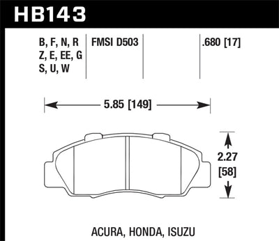 Hawk Performance HPS Street Brake Pads — Fits 1997-2001 Honda Prelude