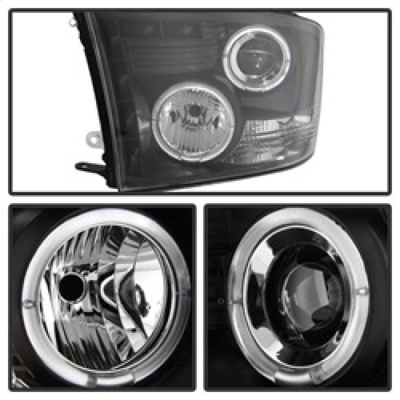 Faros delanteros de proyector Spyder Dodge Ram 1500 09-14 10-14 Halógeno - LED Halo LED - Negro PRO-YD-DR09-HL-BK