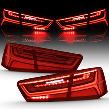 Cargar imagen en el visor de la galería, ANZO 2012-2018 Audi A6 LED Taillight Black Housing Red/Clear Lens 4 pcs (Sequential Signal)