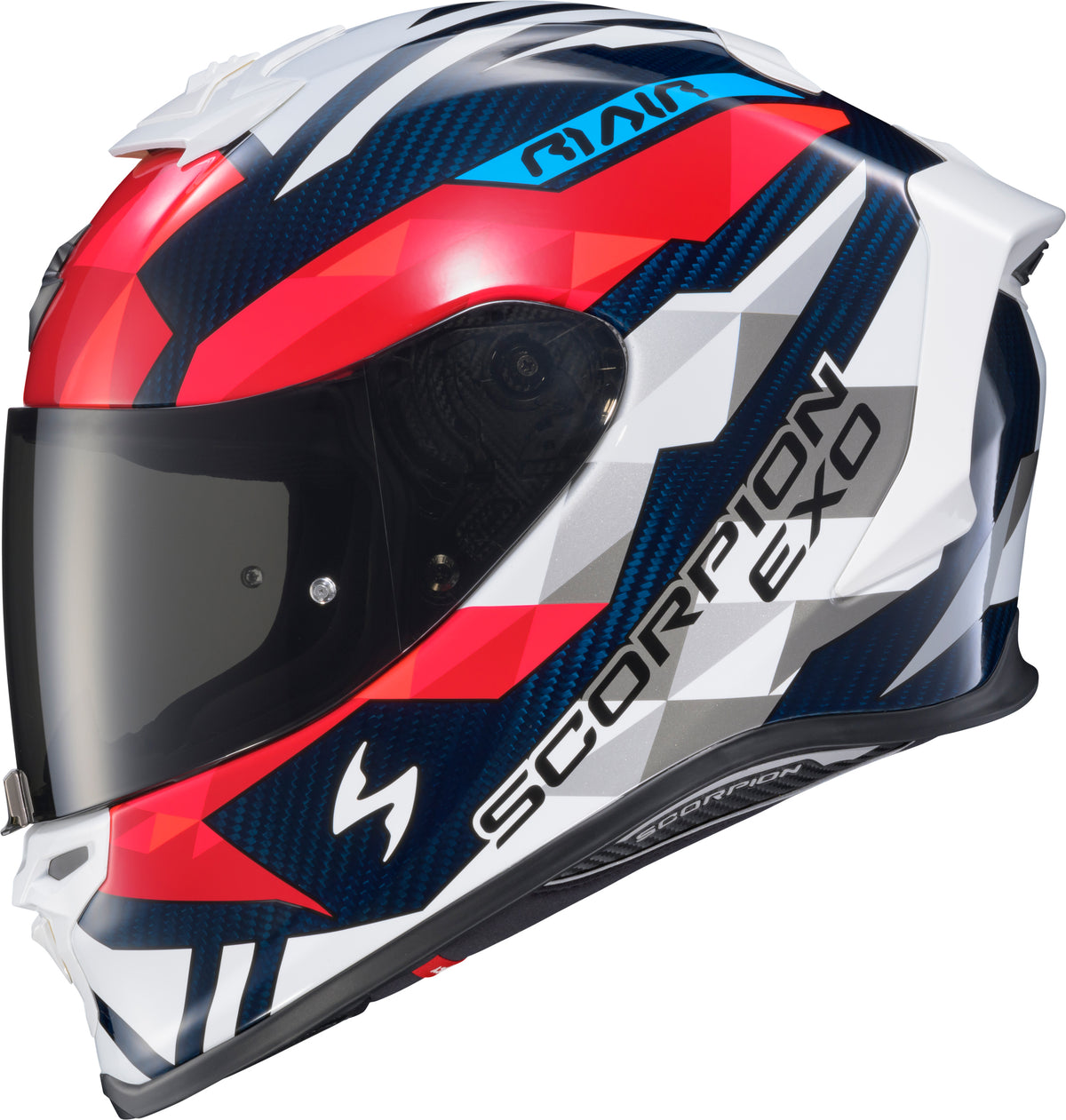 Scorpion EXO EXO-R1 AIR Full Face Helmet Carbon Rastor RED/WHT/Blue XL (R1C-2206)