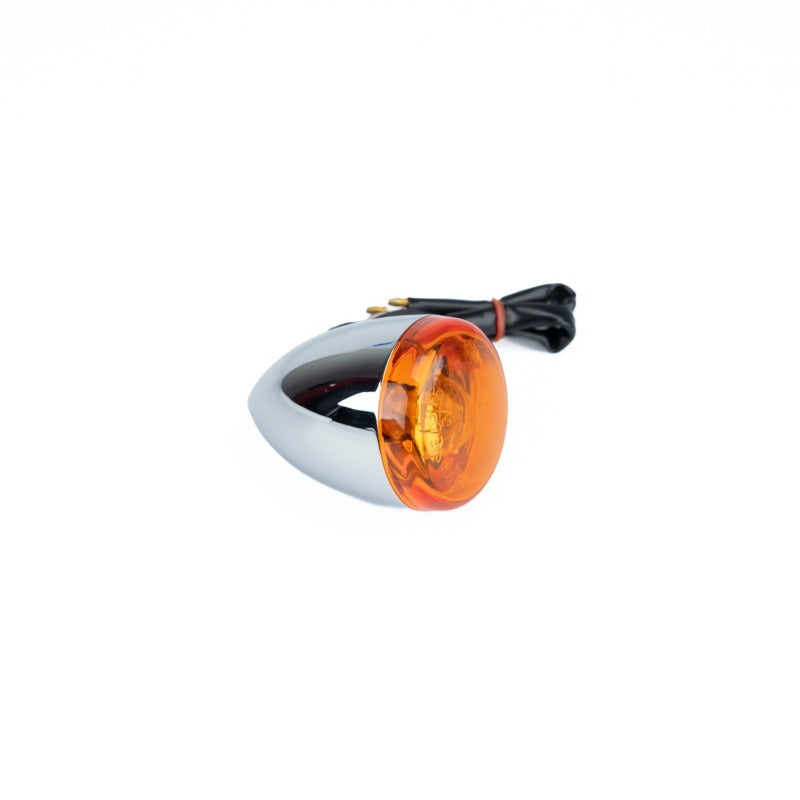 Bikers Choice Chrome Bullet Rear Turn Signal Amber Lens — Fits Harley-Davidson