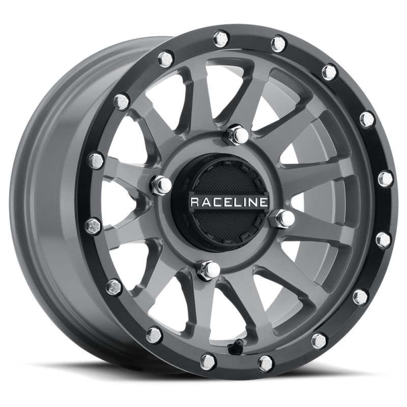 Raceline A95SG Trophy 14x7in / 4x156 BP / 10mm Offset / 132.5mm Bore - Grey & Black Lip Wheel (A95SG-47056+10)