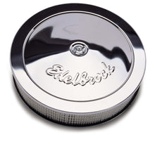 Cargar imagen en el visor de la galería, Edelbrock Air Cleaner Pro-Flo Series Round Steel Top Paper Element 14In Dia X 3 313In Chrome