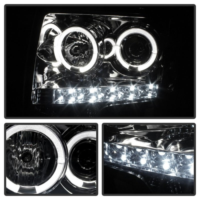 Faros delanteros de proyector Spyder Ford F150 09-14 Modelo halógeno - LED Halo LED Smke PRO-YD-FF15009-HL-SM