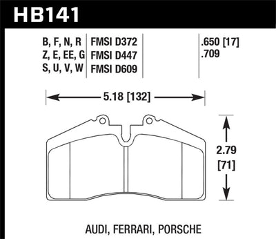 Hawk DTC-70 Racing Brake Pads HB141U.650 — Fits 1991-1998 Porsche 911 & 1995-1996 Ferrari 456 GT