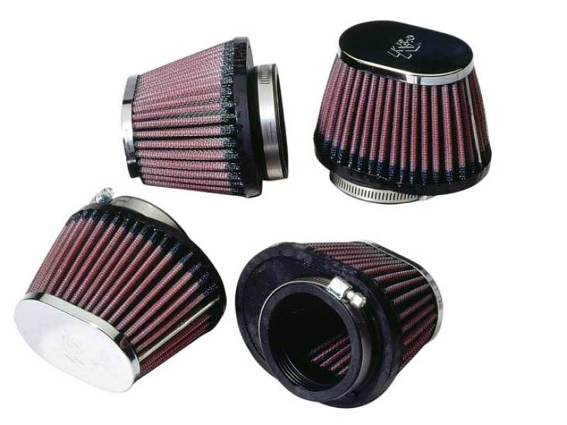 K&N Universal Chrome Oval Tapered Air Filter 2.125in Flange — Fits Honda CB750/900, Kawasaki KZ1000/1100, Suzuki GS1000/1100, Yamaha XS1100