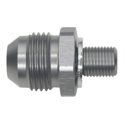 DeatschWerks 8AN Male Flare to M10 x 1.0 Male Metric Fitting - Titanium