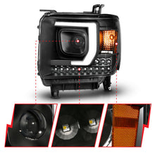 Cargar imagen en el visor de la galería, ANZO 2014-2015 Gmc Sierra 1500HD Projector Plank Style Headlight Black W/ Drl