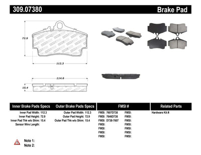 StopTech Performance Rear Brake Pads — Fits 1997-2012 Porsche Boxster, 911, Cayman