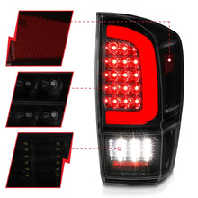 Cargar imagen en el visor de la galería, ANZO 16-21 Toyota Tacoma LED Tail Lights - w/ Light Bar Sequential Black Housing &amp; Smoke Lens