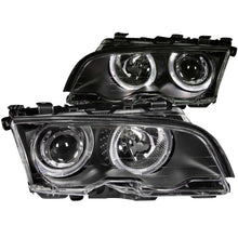 Cargar imagen en el visor de la galería, Faros delanteros con proyector ANZO 1999-2001 BMW Serie 3 E46 con Halo negro