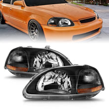 Cargar imagen en el visor de la galería, Faros delanteros de cristal ANZO para Honda Civic 1996-1998, color negro