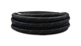 Vibrant -6 AN Two-Tone Black/Blue Nylon Braided Flex Hose (5 foot roll)