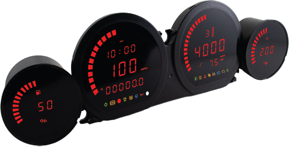 KOSO 4 Piece RED LED Gauges `14-22 Flht Flhx Fltr (BA064921)