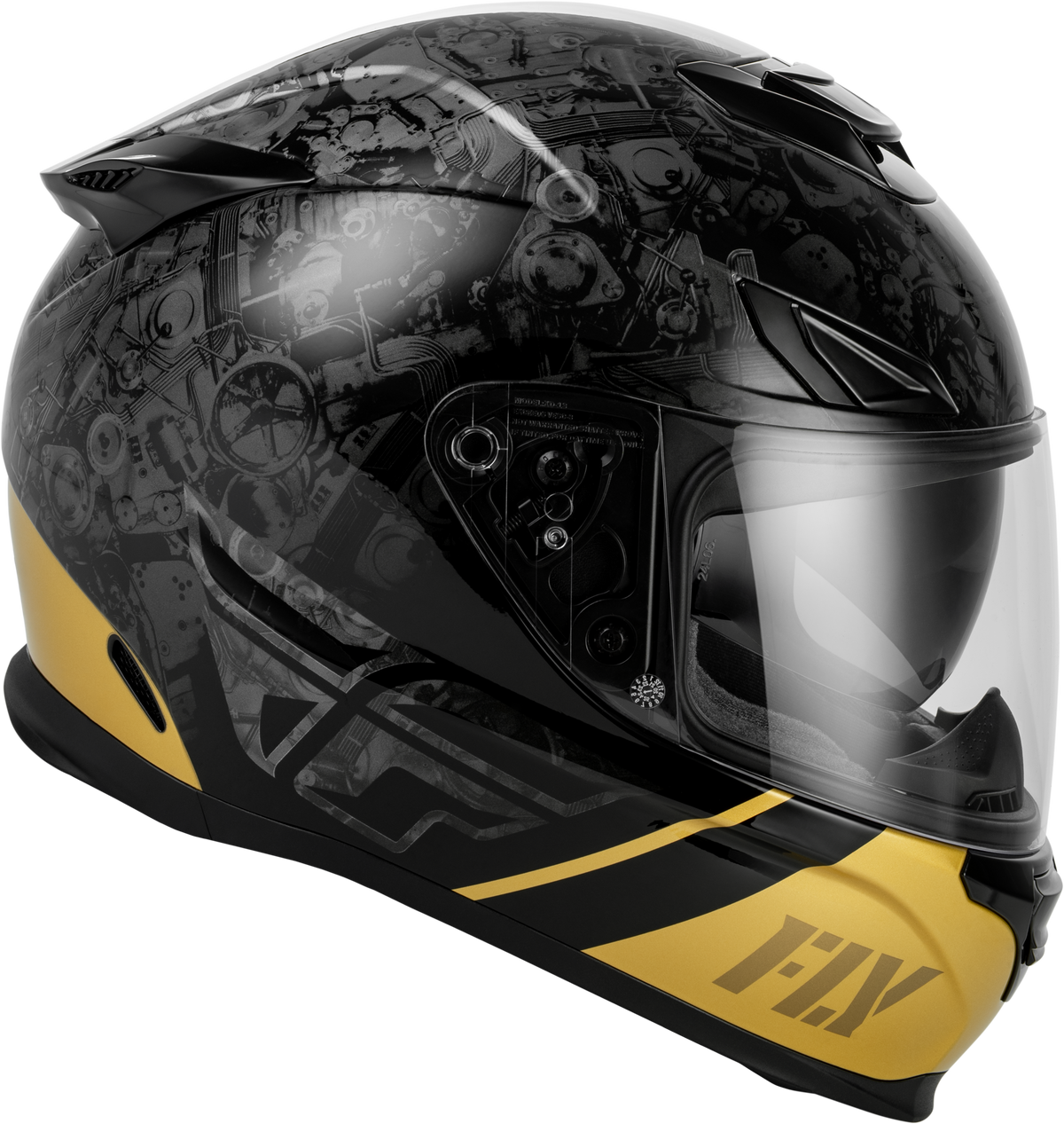 Fly Racing Sentinel Mech Helmet Black/Grey/Gold SM (73-8432S)