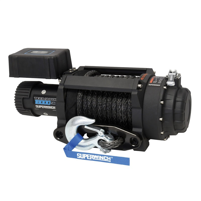 Cabrestante Superwinch 18000 LBS 12 V CC 33/64 in x 79 ft Cuerda sintética Cabrestante Tiger Shark 18000SR