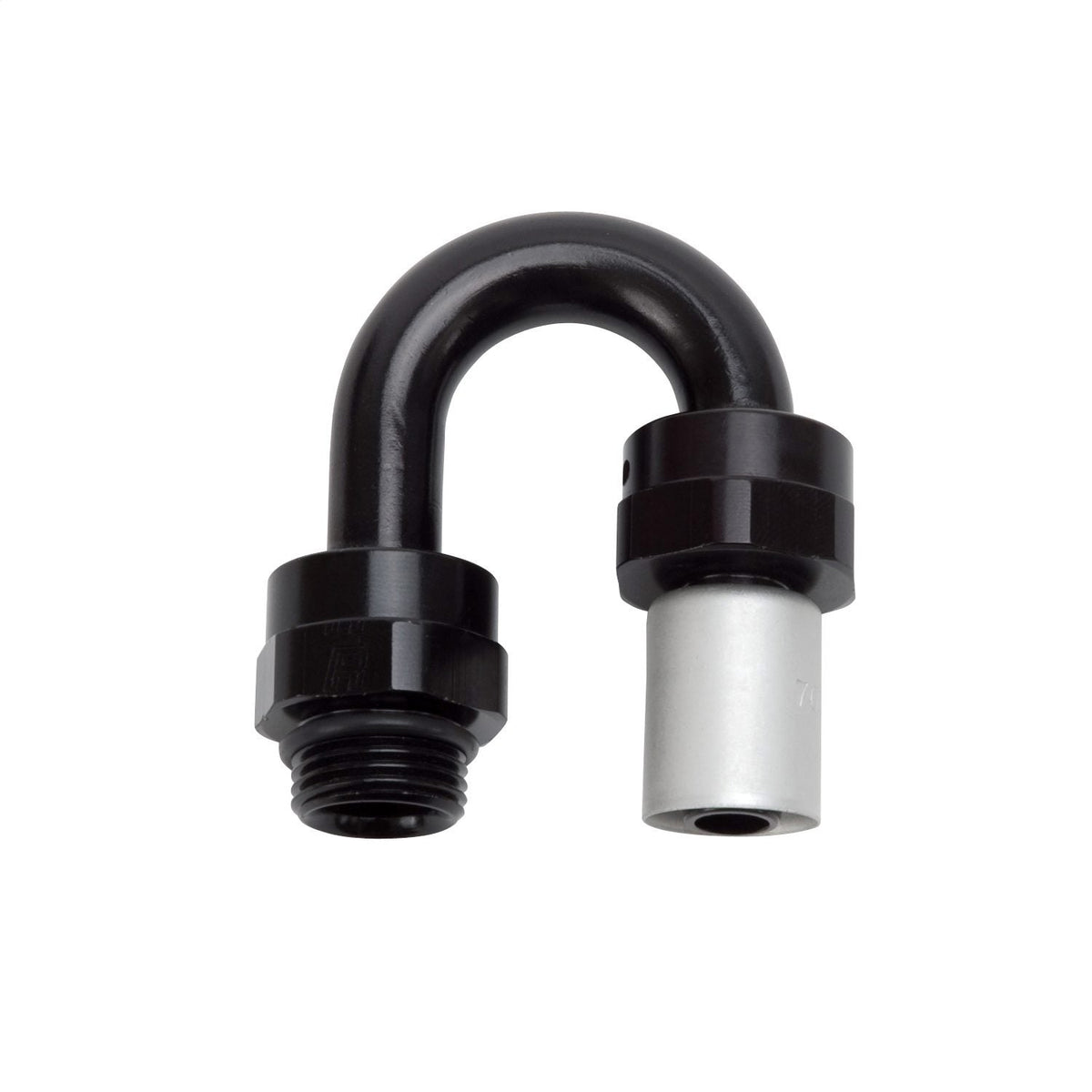 Russell Hose End Crimp On -8 Sae Port Male To -8 Hose 180 Deg Blk Anodize