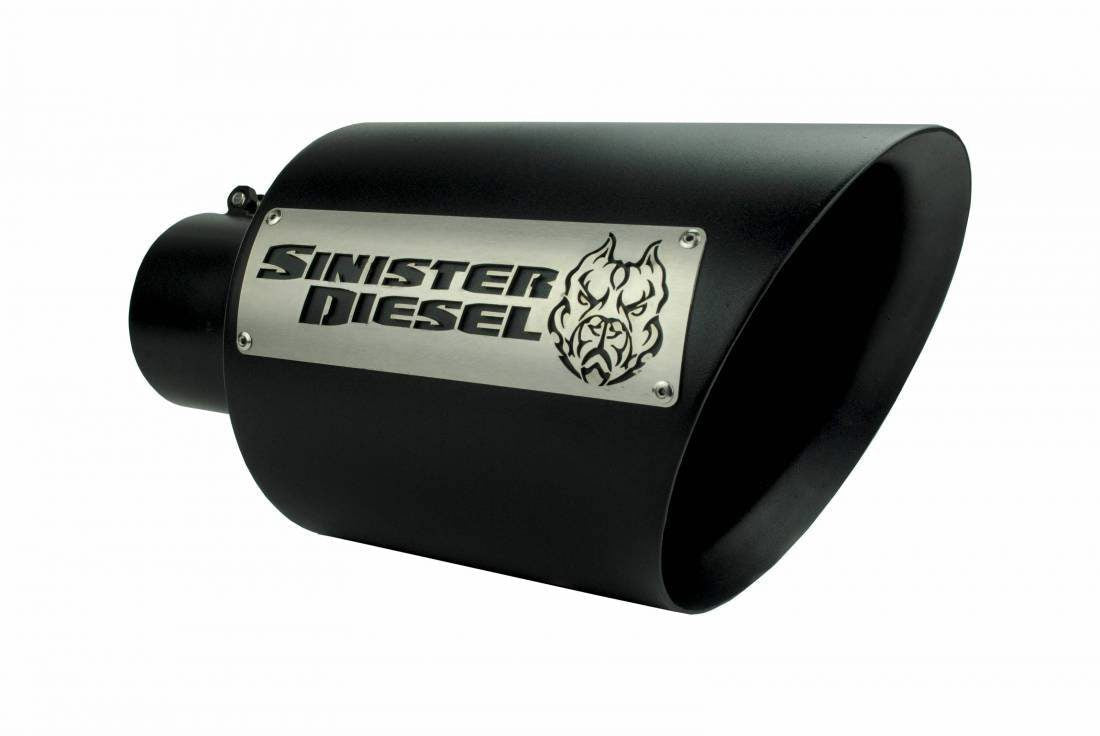 Sinister Diesel Dual Wall Exhaust Tip W/ Angle Cut (4in. to 8in.) - Black