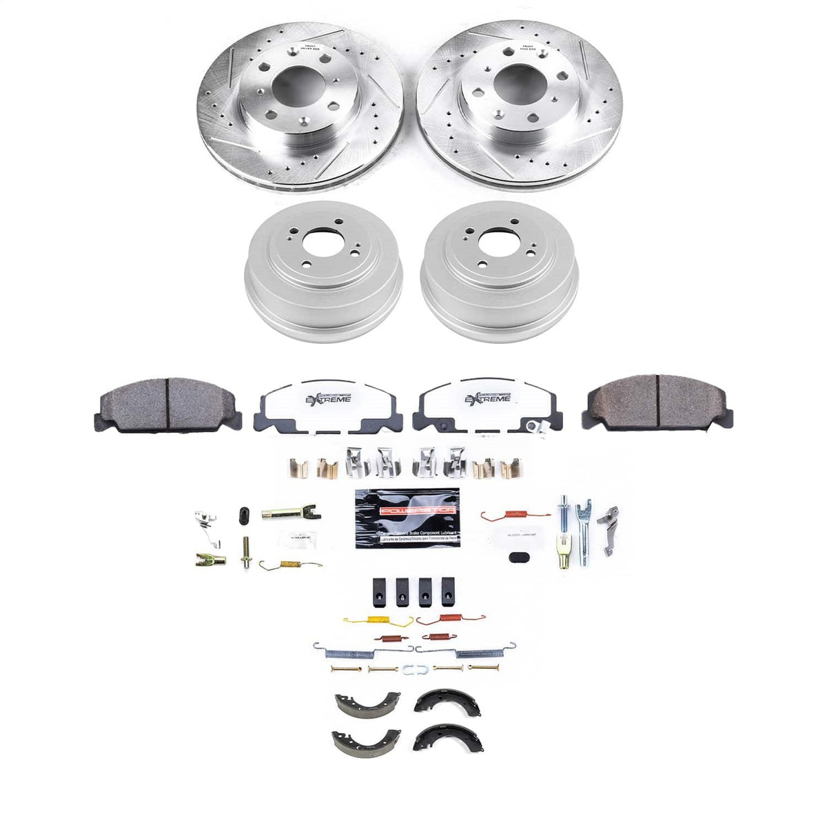 PowerStop Z23 Evolution Front & Rear Brake Kit with Drums & Shoes — Fits 2000 Honda Civic