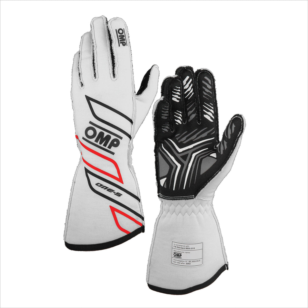 OMP ONE-S GLOVES my2025 FIA 8856-2018 WHITE SZ M