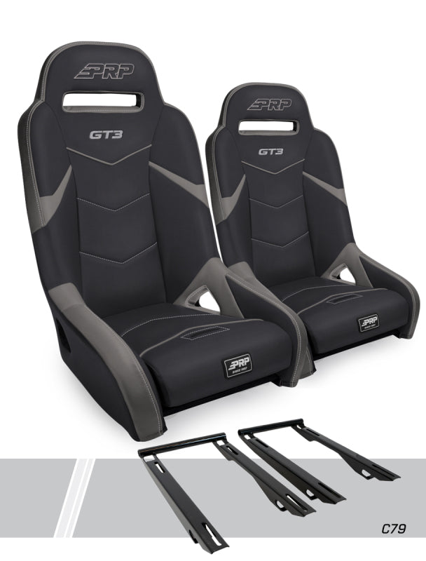 PRP Polaris RZR PRO XP/PRO R/Turbo R GT3 Suspension Seats Kit (Pair) Black/Gray