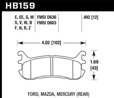 Hawk Performance HPS Street Rear Brake Pads — Fits 94-05 Mazda Miata