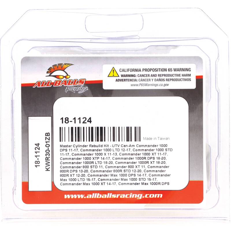 All Balls Racing Master Cylinder Rebuild Kit
