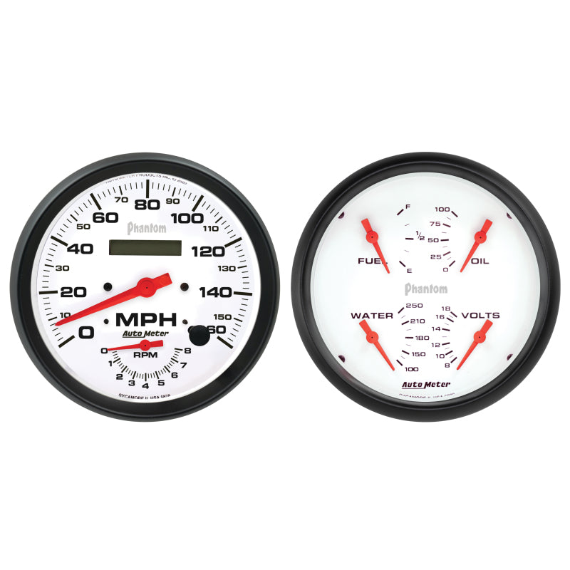 AutoMeter Phantom 5-Inch 2-Piece Gauge Kit — Quad & Tach/Speedometer