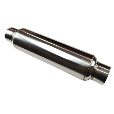 Kooks Universal 3in Round Muffler — 14in Long Polished Stainless Steel