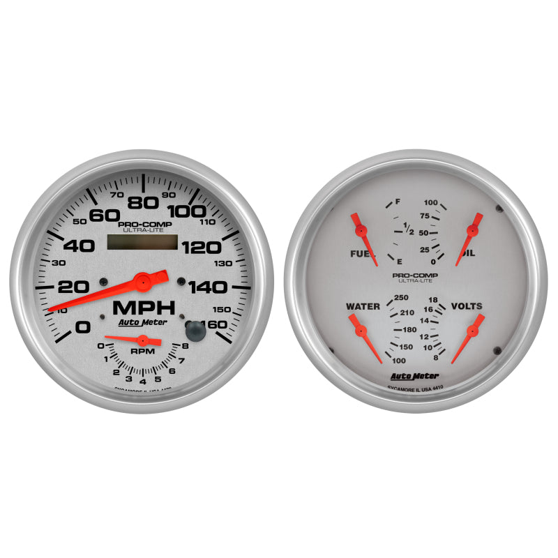 AutoMeter Ultra-Lite 5-Inch 2-Piece Gauge Kit — Quad & Tach/Speedometer