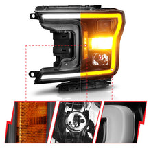 Cargar imagen en el visor de la galería, ANZO 2018-2020 Ford F-150 Projector Headlight w/ Plank Style Switchback Black Housing