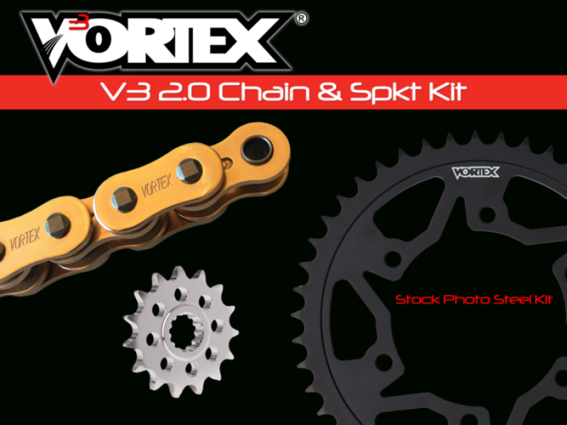 Kit de cadena y piñón Vortex Racing V3 2.0 2917-16,252S-43,G525SX3-112 - Dorado