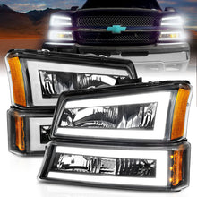 Cargar imagen en el visor de la galería, ANZO 2003-2006 Chevrolet Silverado 1500 Crystal Headlights w/ Light Bar Black Housing