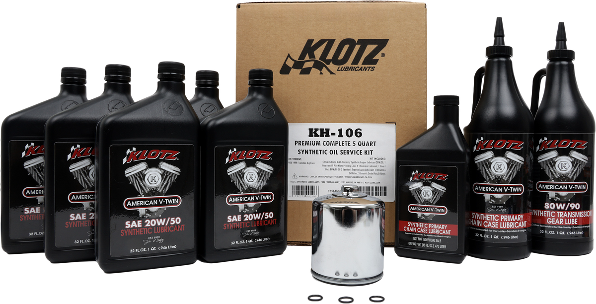Klotz Premium Harley Davidson 4QT Synthetic OIL Change KIT (KH-106)