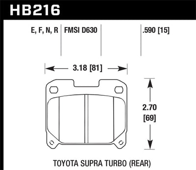 Hawk Performance HPS Street Rear Brake Pads — Fits 1993-1998 Toyota Supra Twin Turbo