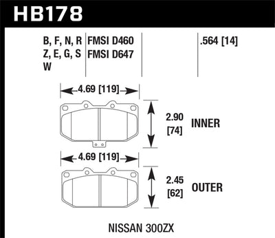 Hawk Performance HPS 5.0 Brake Pads — Fits 1989-1996 Nissan 300ZX
