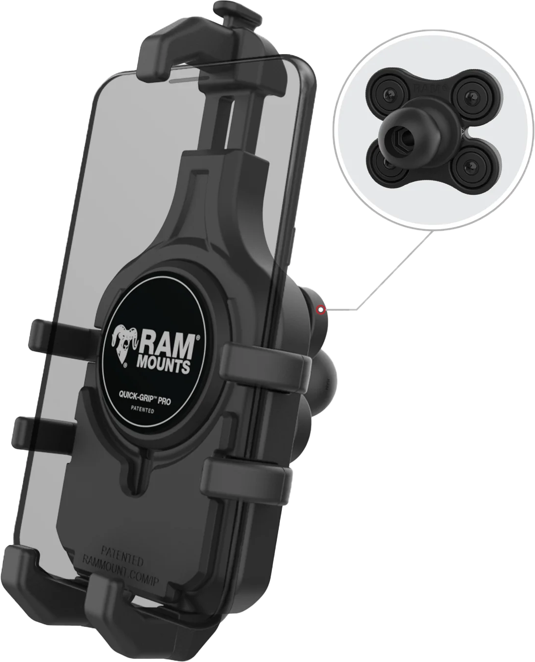 RAM Quick-Grip PRO Phone Holder w/Vibe Safe Ball (RAM-HOL-PD5BVU)