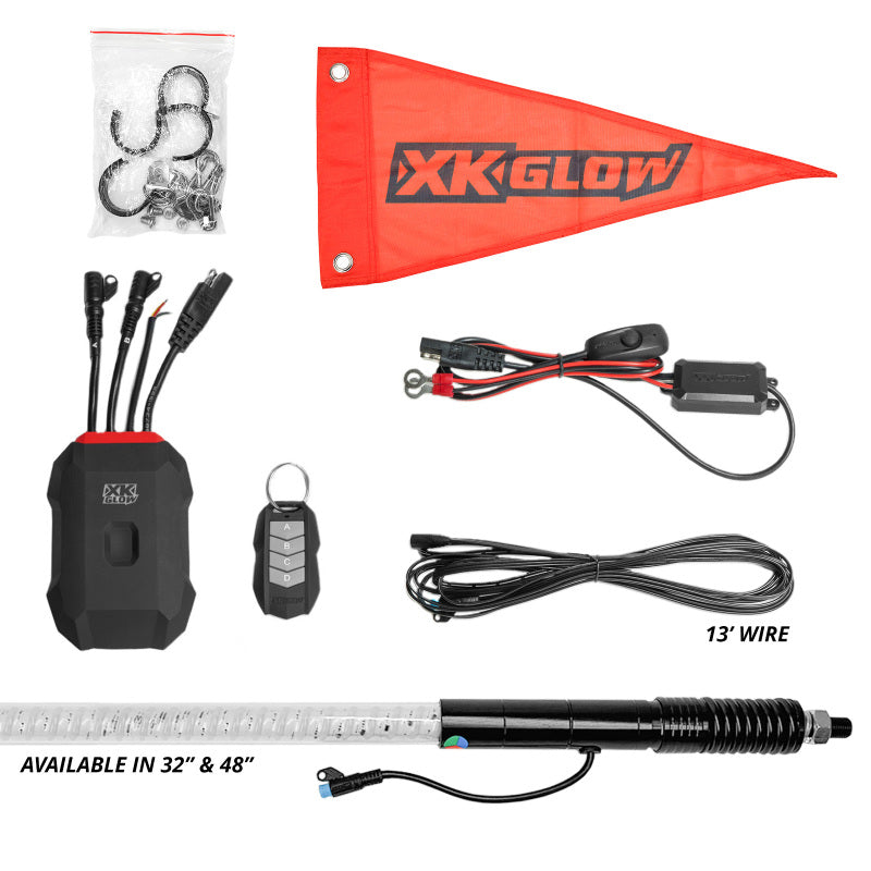 XK Glow 2x 48" XKmax RGBW Advanced App Control LED Whip Light Kit